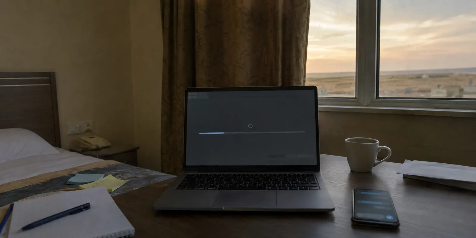 Festhängender Dateidownload auf einem langsamen Hotelnetz in Turkmenistan