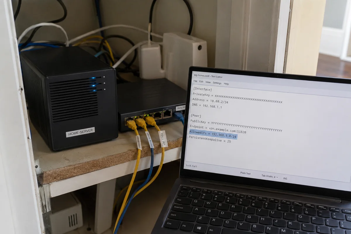 Configuration WireGuard limitée au réseau local devant un petit serveur domestique.