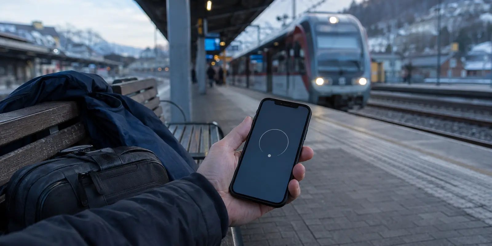 WireGuard-Verbindung ohne Handshake auf einem Smartphone am Bahnsteig