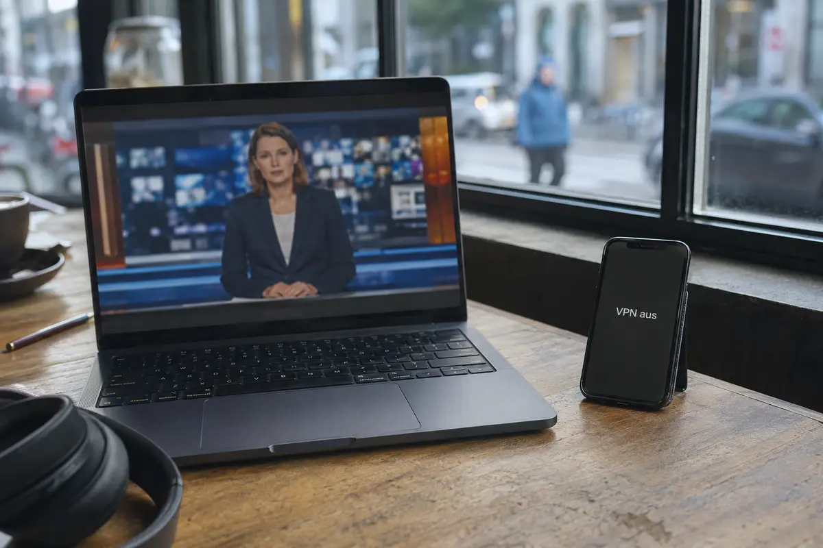 Laufender Nachrichtenstream beim kurzen Test mit ausgeschaltetem VPN