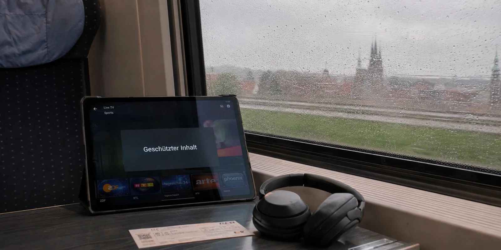 Im Zug zeigt ein ansonsten funktionierender Live-TV-Dienst für eine einzelne Sendung Geschützter Inhalt