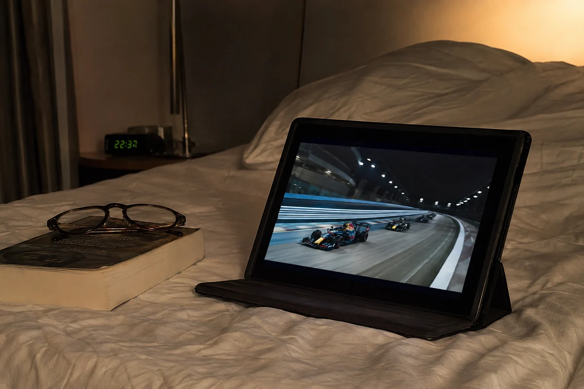 Derselbe Fernsehsender läuft später auf einem Tablet im Hotelzimmer wieder normal