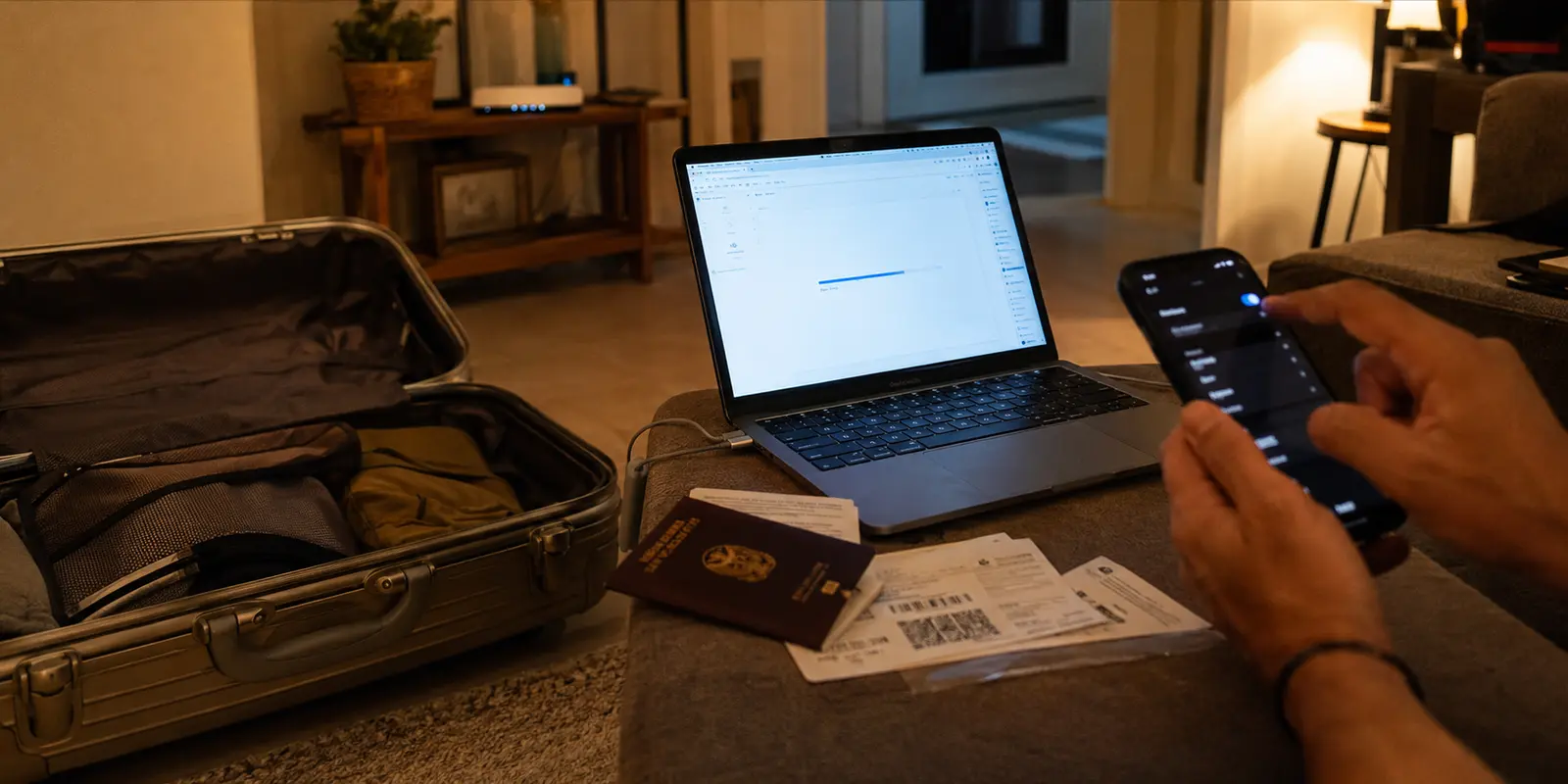 اختبار انتقال اتصال VPN من واي فاي إلى شبكة الهاتف أثناء رفع ملف قبل السفر